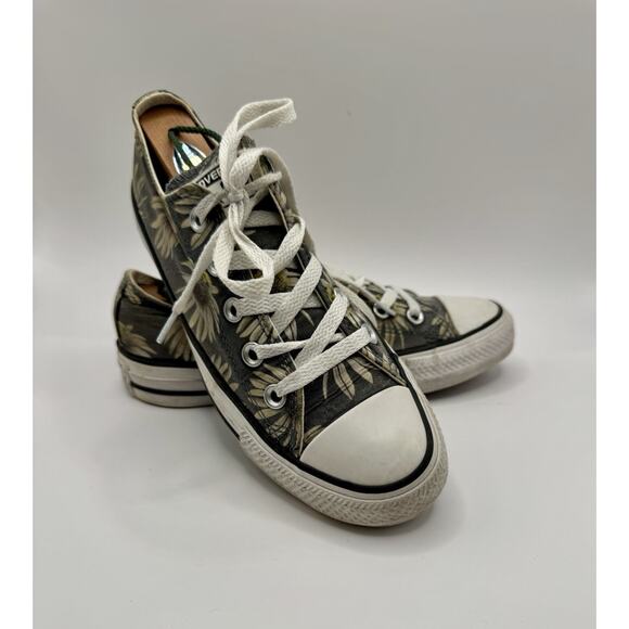 Converse All Star Floral Daisy Low Top Sneakers Womens Size 6 Gray - Picture 2 of 10